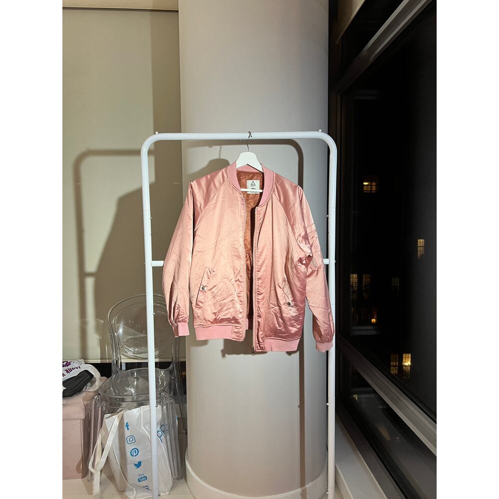 Unif X Urban Outfitters Pink Satin Bomber Jacket - Picture 2 of 7